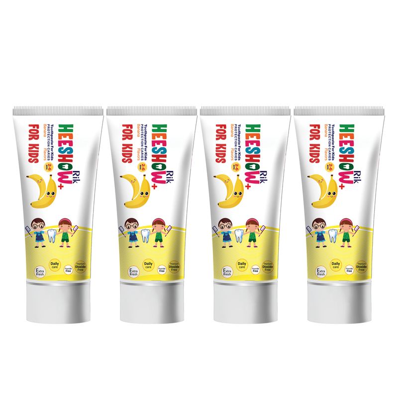 خمیردندان کودکان هیشو ریک مدل banana حجم 50 میلی لیتر مجموعه 4 عددی