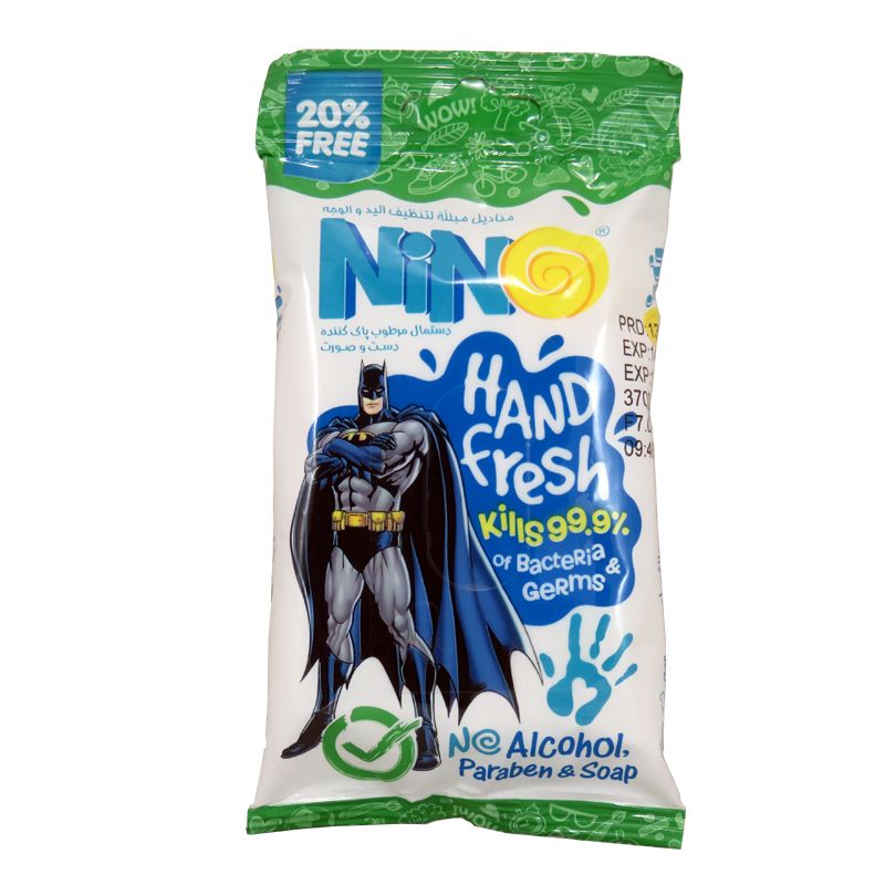 دستمال مرطوب نینو طرح bat man بسته 10 عددی