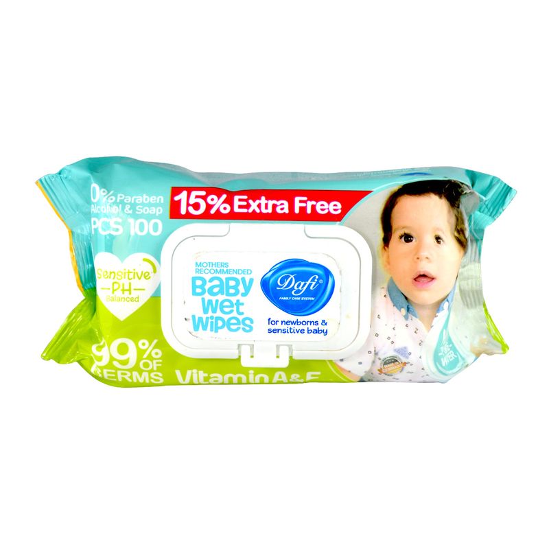 دستمال مرطوب کودک دافی مدل sb100 بسته 100 عددی