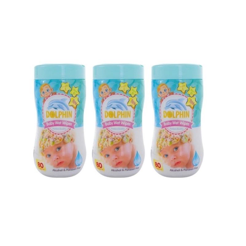 دستمال مرطوب کودک دلفین مدل premium مجموعه 3 عددی