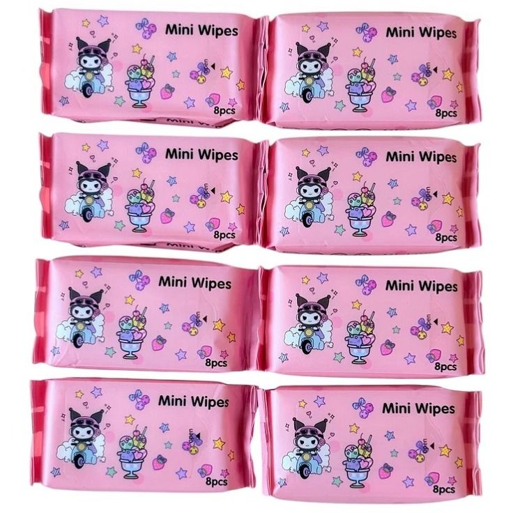 دستمال مرطوب کودک طرح کرومی مدل mini wipes مجموعه 8 عددی