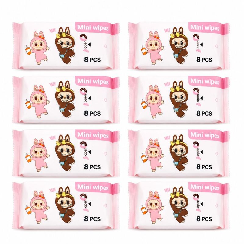 دستمال مرطوب کودک مدل mini wipes مجموعه 8 عددی