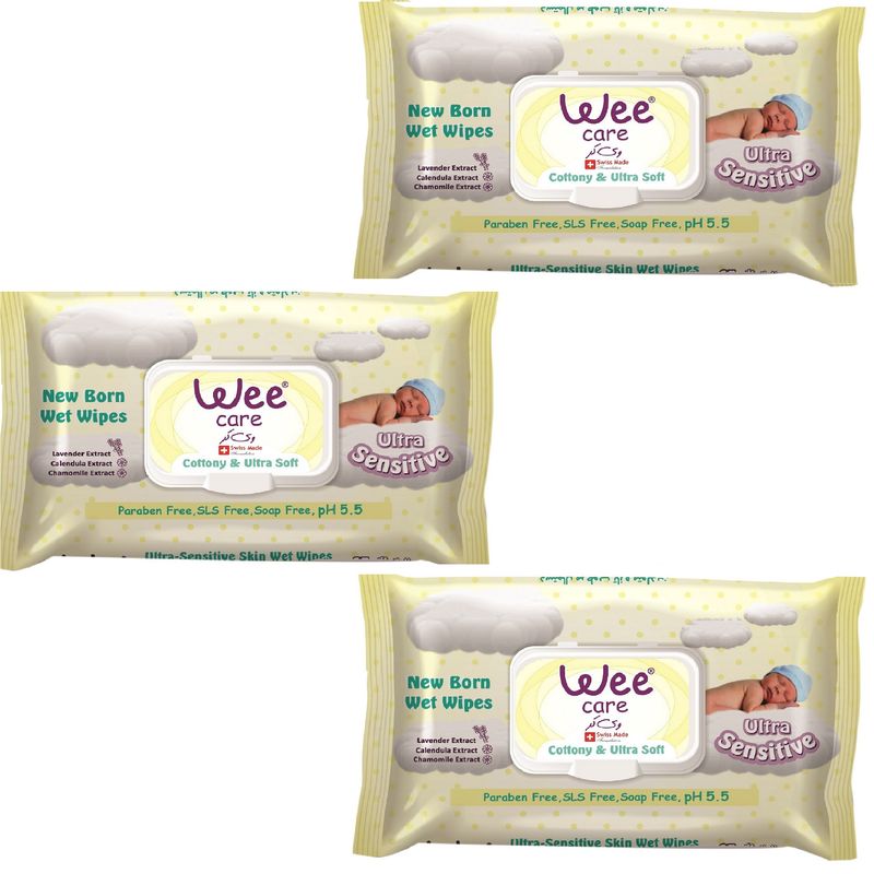 دستمال مرطوب کودک وی کر مدل ultra sensitive سه بسته 63 عددی