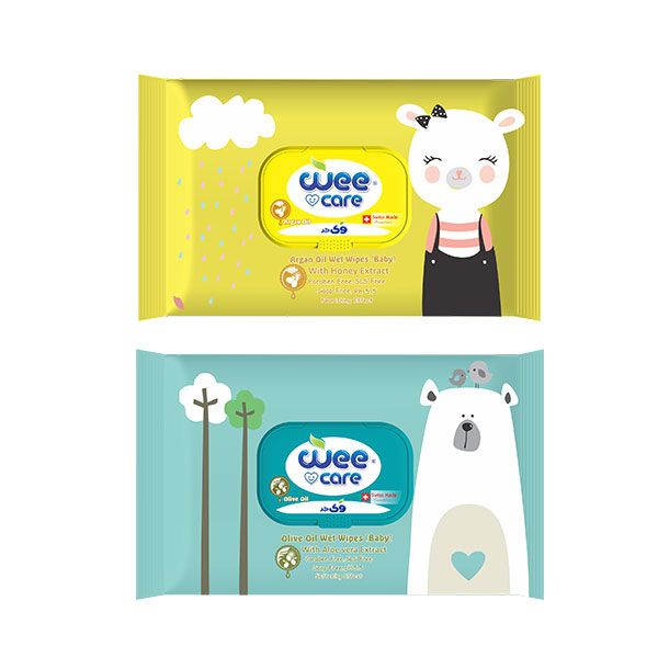 دستمال مرطوب کودک وی کر مدل wet wipes مجموعه 2 عددی