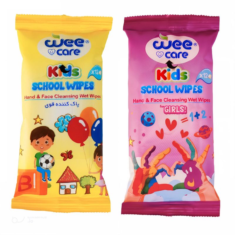 دستمال مرطوب کودک وی کر مدل جیبی lovely girls school wipes بسته دو عددی