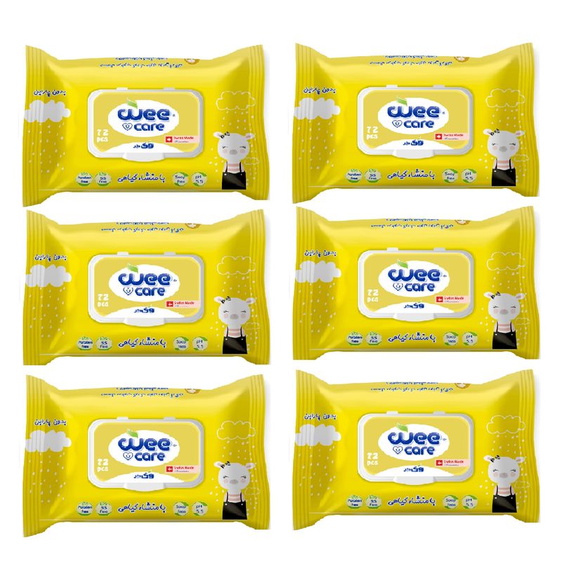دستمال مرطوب کودک وی کر مدل عصاره عسل و روغن آرگان 6 بسته 72 عددی