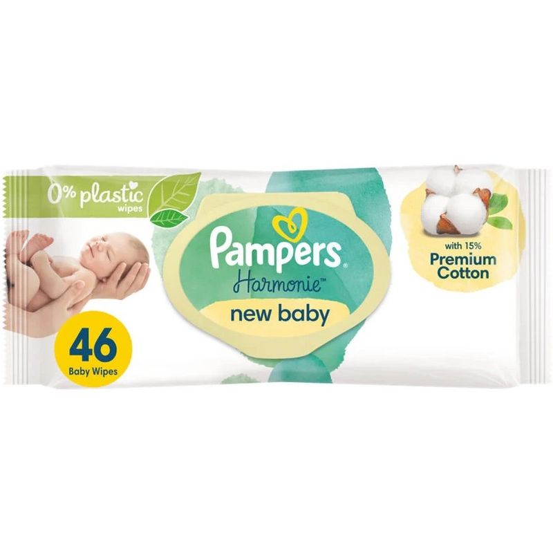 دستمال مرطوب کودک پمپرز مدل plant بسته 46 عددی