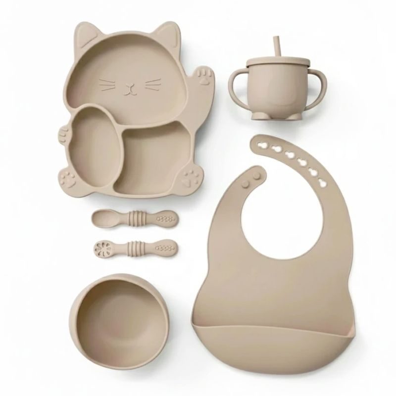 ست ظرف غذاخوری 6 تکه کودک مدل silicone