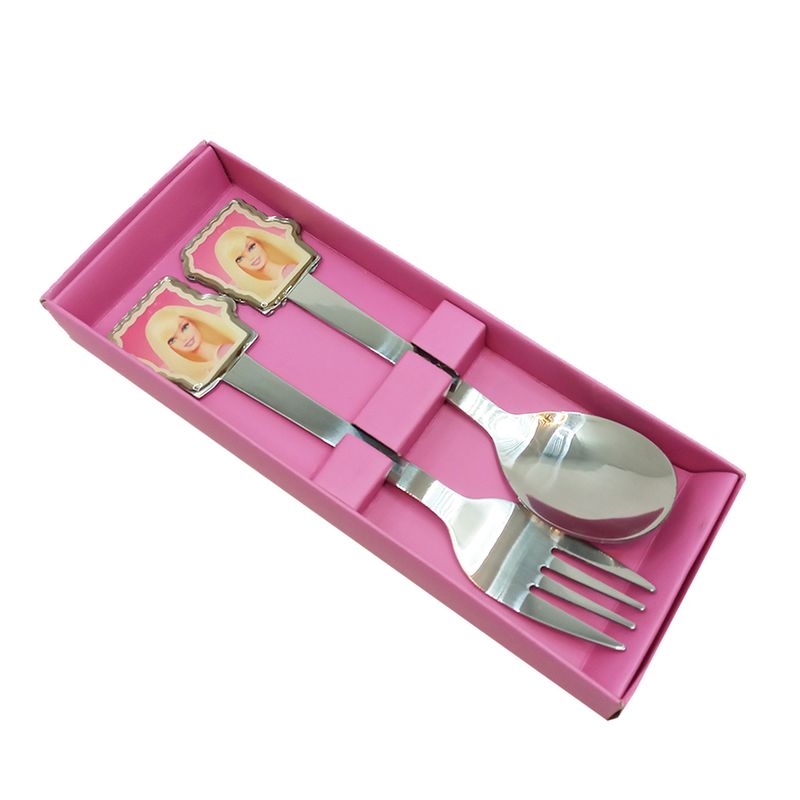 ست قاشق و چنگال کودک مدل unq.barbie مجموعه 2 عددی