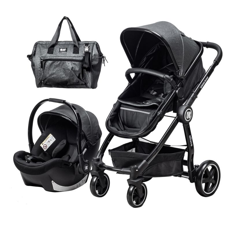 ست کالسکه و کریر کیکابو مدل allure black_2021 به همراه ساک لوازم