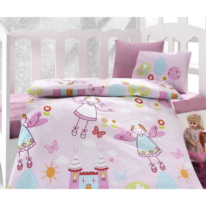 سرویس خواب 4 تکه کودک کاتن باکس مدل tales pink