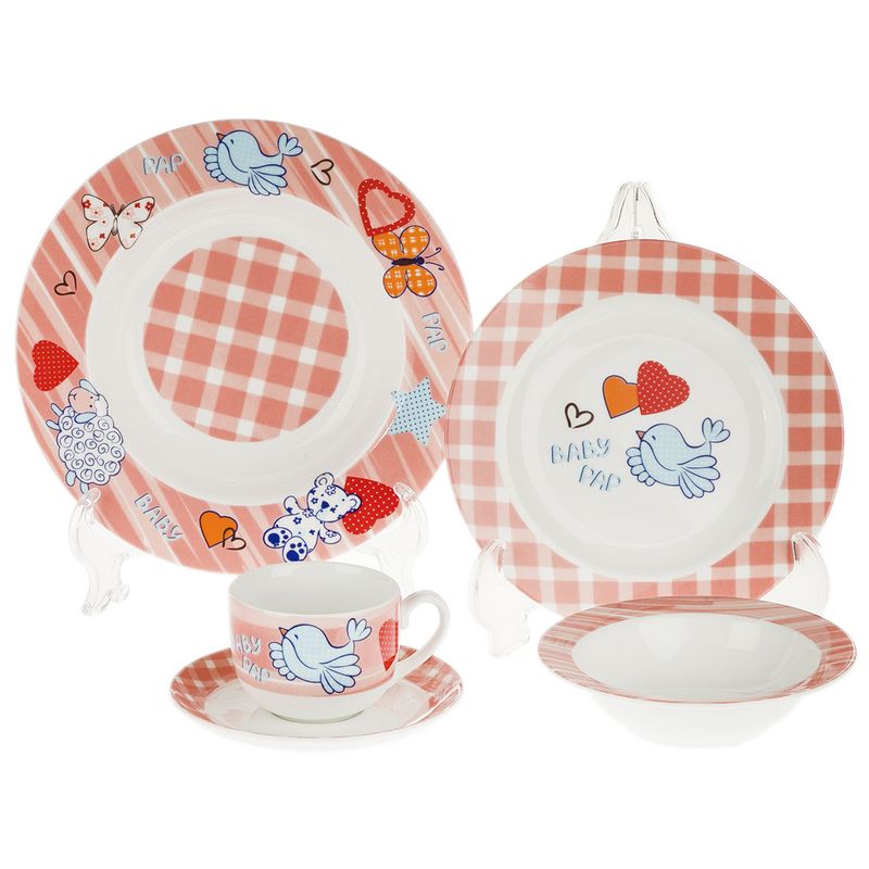سرویس غذا خوری 5 پارچه کودک چینی زرین ایران سری ایتالیا اف مدل baby pap درجه یک
