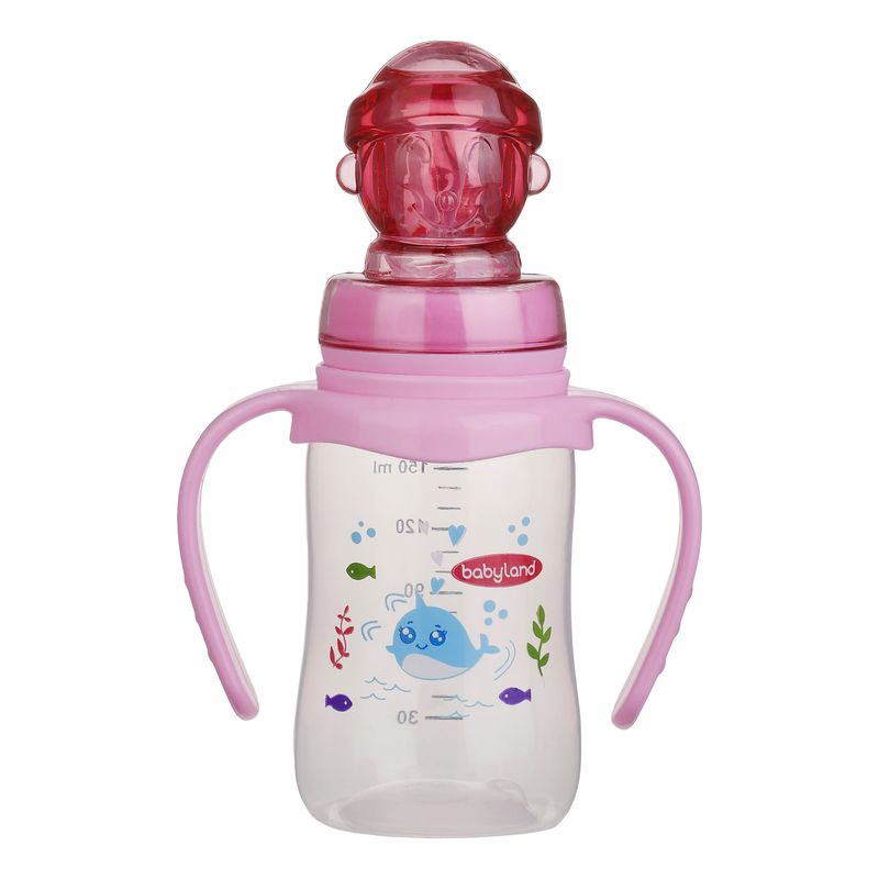 شیشه شیر بیبی لند مدل کلاسیک ارتودنسی ملوان دسته دار کد 05531 pp گنجایش 150 میلی لیتر
