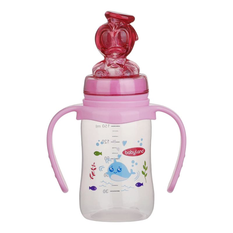 شیشه شیر بیبی لند مدل کلاسیک فندقی اردک دسته دار کد 05533 pp گنجایش 150 میلی لیتر