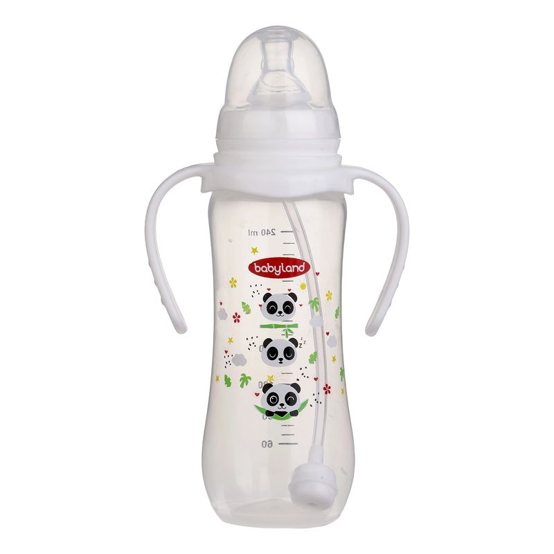شیشه شیر بیبی لند مدل کلاسیک فندقی دسته دار کد 05555 pp گنجایش 240 میلی لیتر