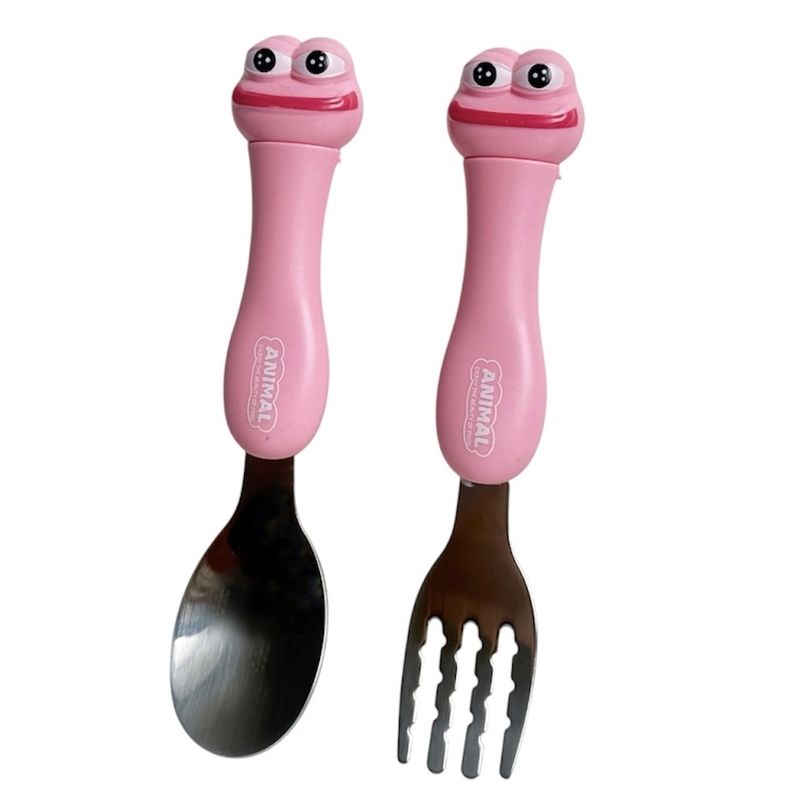 قاشق چنگال کودک مدل pink animal