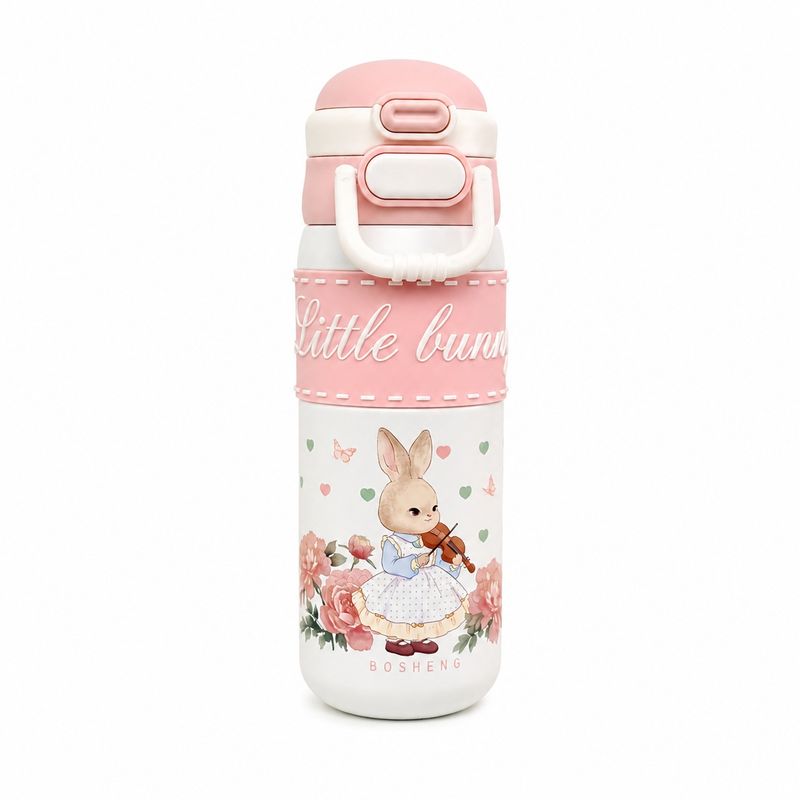 قمقمه کودک مدل بوشنگ نی دار دوحالته طرح خرگوش little bunny کارتونی گنجایش 0.49 لیتر