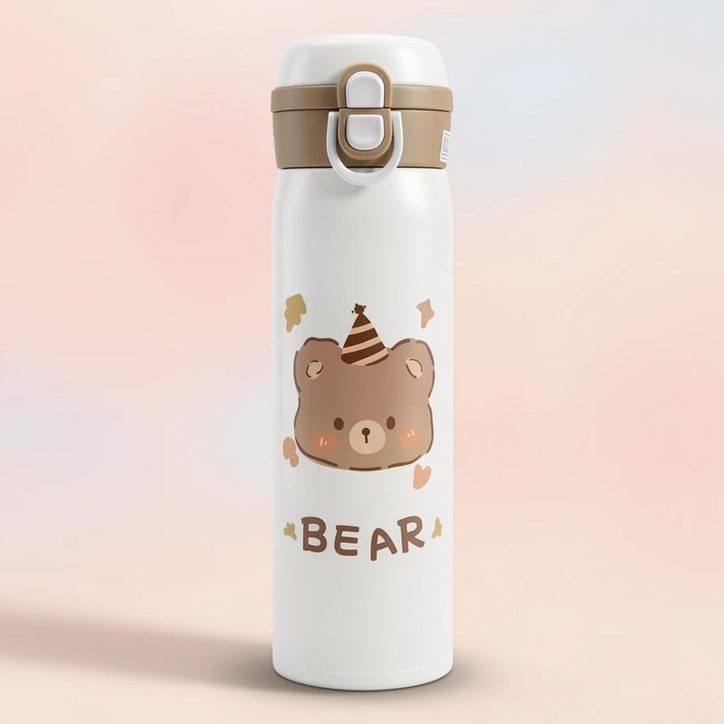 قمقمه کودک مدل دوحالته نی دار طرح خرس bear فانتزی گنجایش 0.5 لیتر