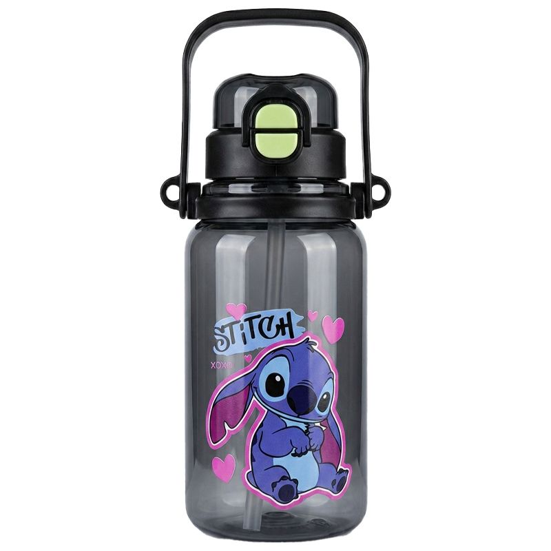 قمقمه کودک مدل دوحالته نی دار و آسان نوش طرح استیچ عاشقانه stitch xoxo گنجایش 0.5 لیتر