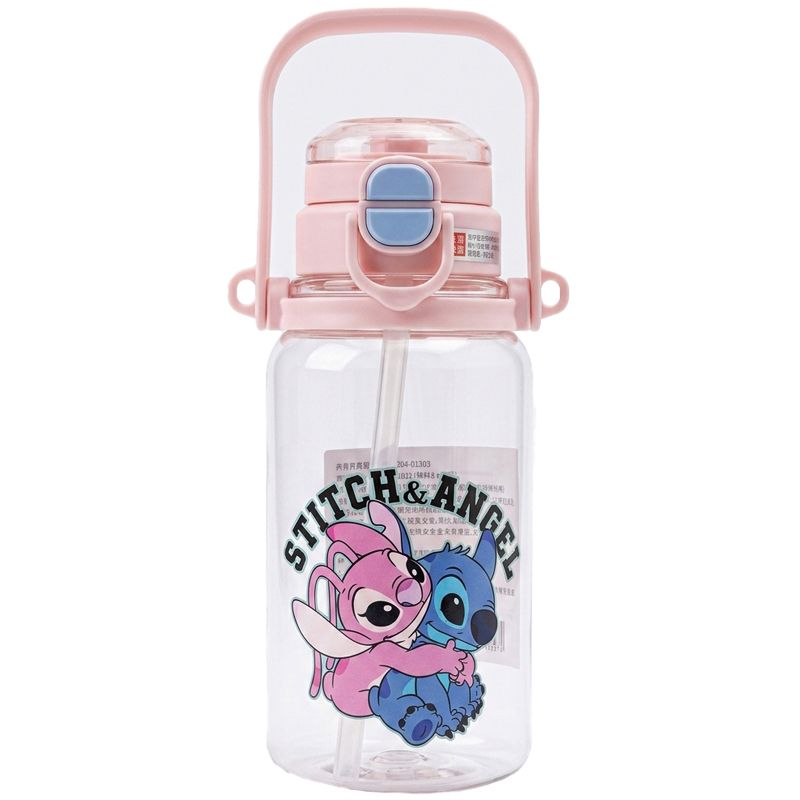 قمقمه کودک مدل دوحالته نی دار و آسان نوش طرح استیچ و آنجل stitch & angel گنجایش 0.5 لیتر