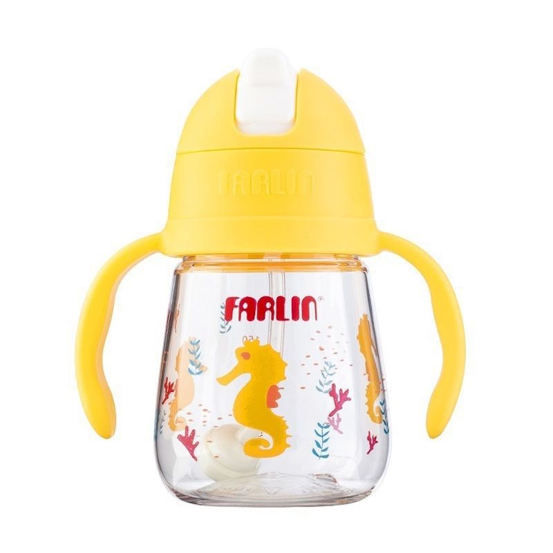 لیوان آبمیوه خوری کودک فارلین مدل نی دار سوپاپ دار کد ag 10024