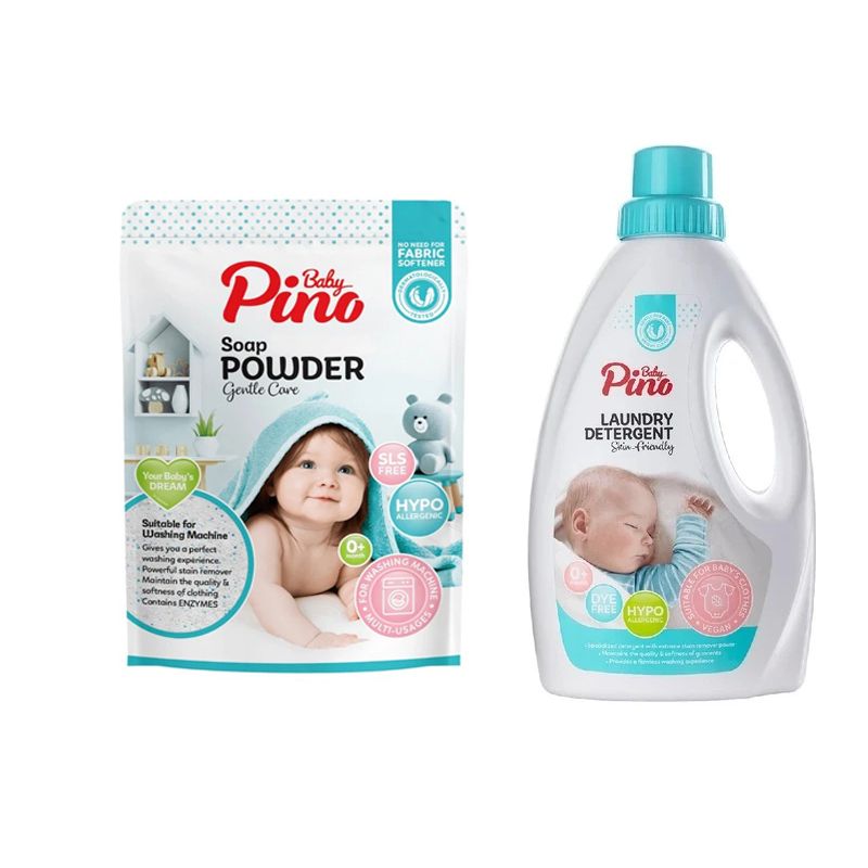 مایع و پودر ماشین لباسشویی پینو بیبی مدل 002 mix وزن 1800 گرم مجموعه 2 عددی