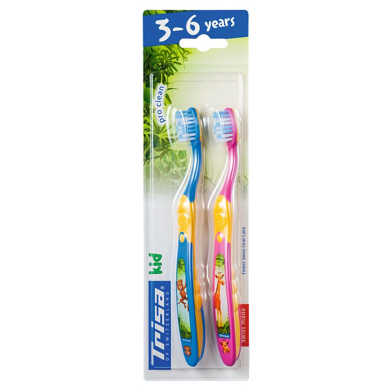 مسواک کودک تریزا مدل pro clean برای کودکان 3 تا 6 سال بسته 2 عددی