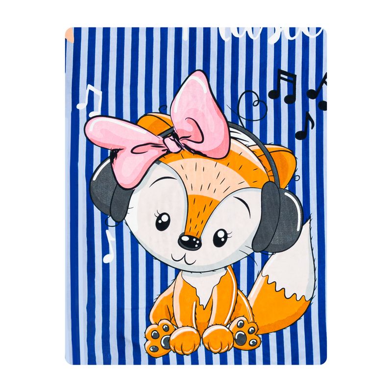 ملحفه میکرو کودک آدنو مدل lovely fox کد mc15 سایز 100x150 سانتی متر