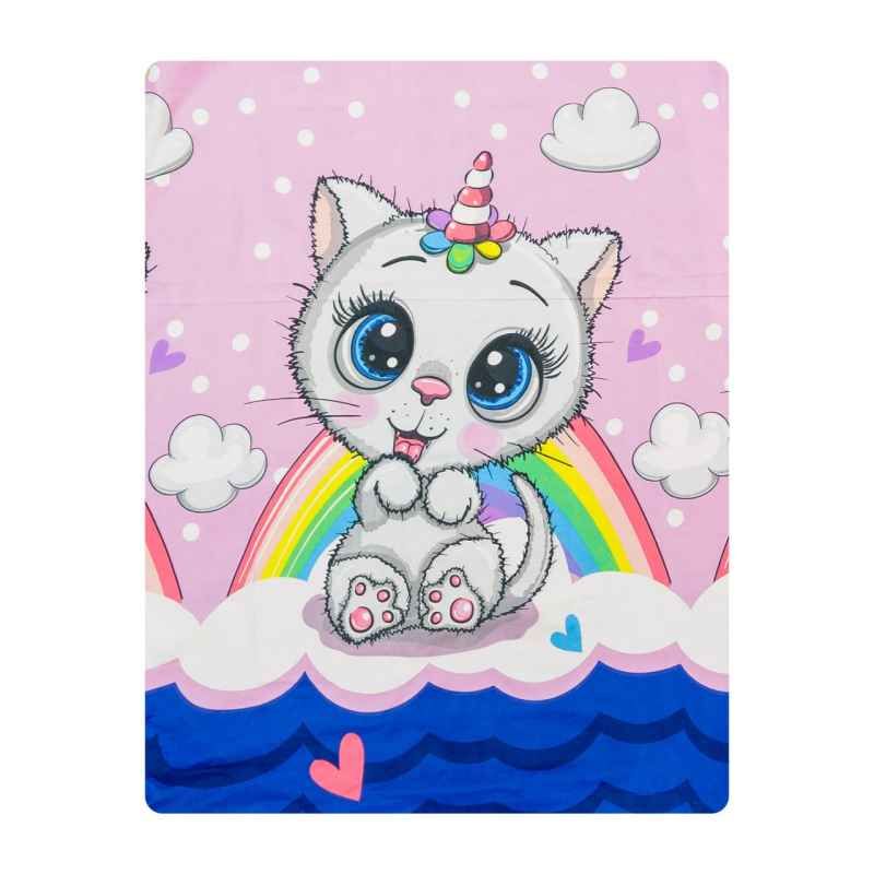 ملحفه کودک میکروفایبر آدنو مدل little cat کد mc05 سایز 100x150 سانتی متر