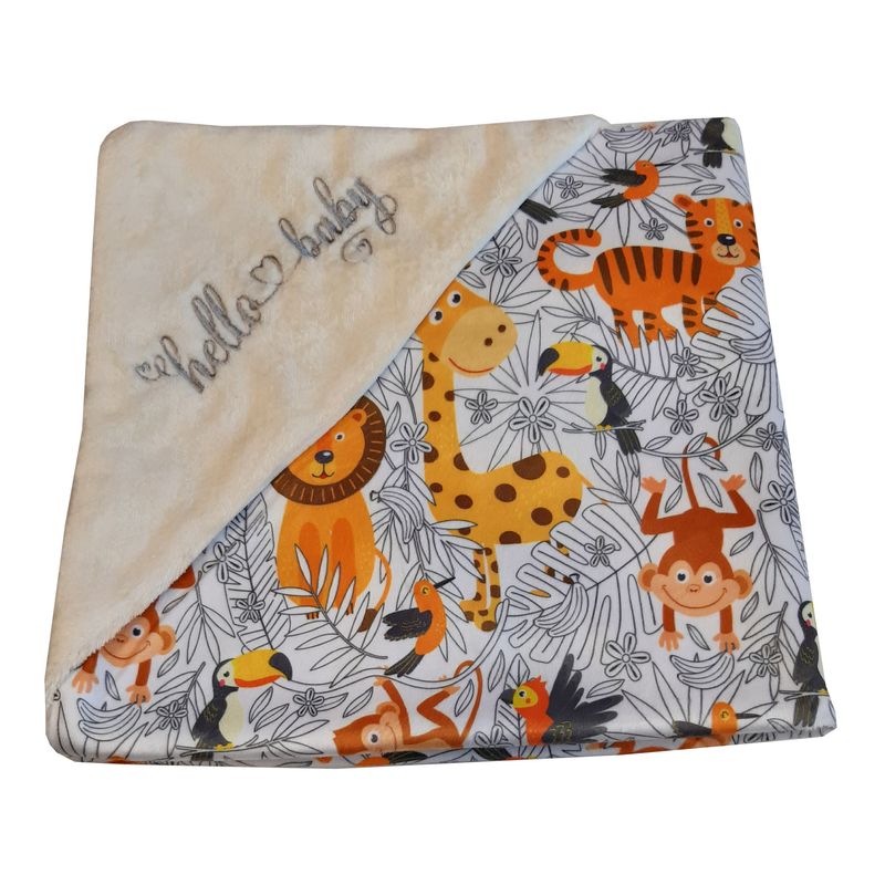 پتو نوزادی مدل دورپیچ طرح hello baby کد 09 سایز 80x80 سانتی متر