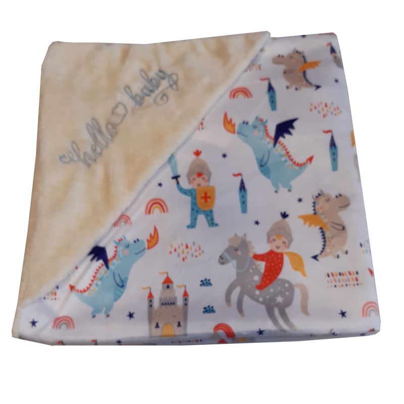 پتو نوزادی مدل دورپیچ طرح hello baby کد 10 سایز 80x80 سانتی متر