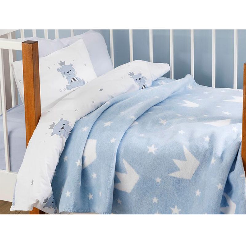 پتوی کودک انگلیش هوم مدل mini crown mavi سایز 120x100 سانتی متر