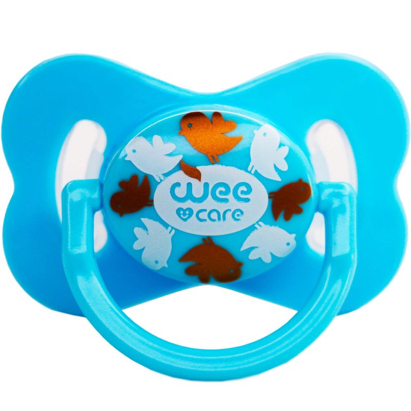 پستانک ارتودنسی وی کر مدل دربدار دسته دار مات چاپدار پروانه ای سایز 6 12 ماه کد p125