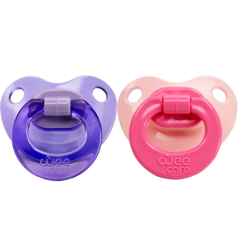 پستانک ارتودنسی وی کر مدل مات و شفاف دسته دار کد p132 مجموعه 2 عددی