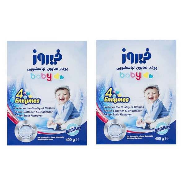 پودر صابون لباسشویی کودک فیروز مدل 4 anzymes حجم 400 گرم بسته 2 عددی