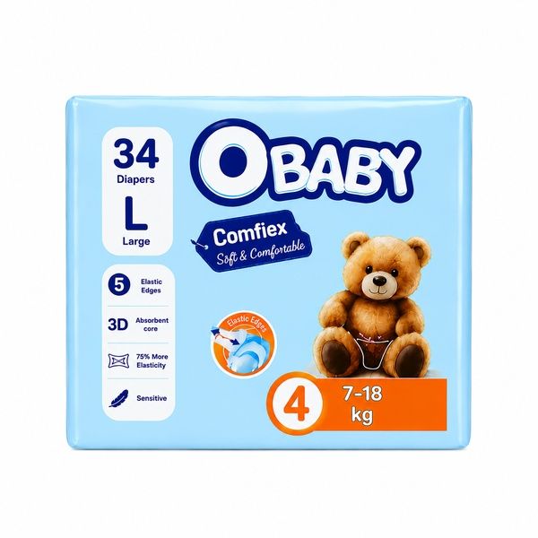 پوشک بچه او بیبی مدل comfix سایز 4 بسته 34 عددی