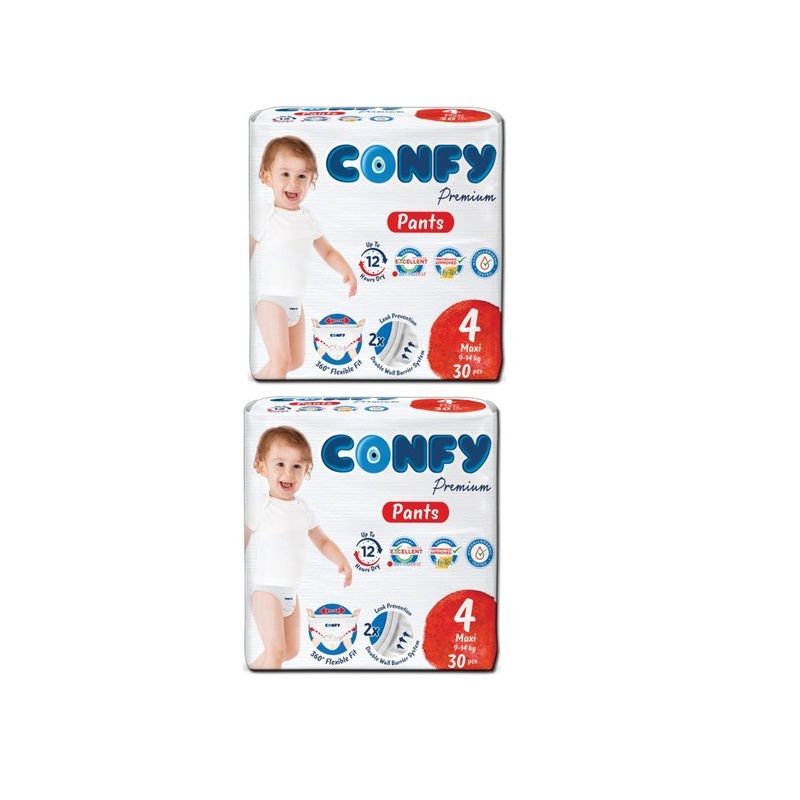 پوشک شورتی بچه کانفی مدل pants سایز 4 دو بسته 30 عددی