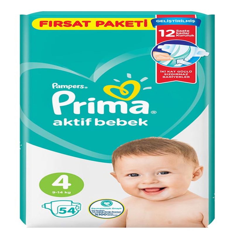 پوشک پریما مدل aktif سایز 4 بسته 54 عددی