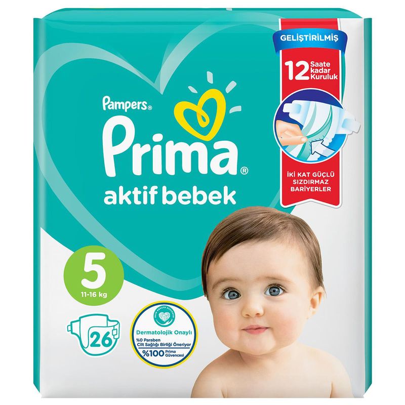 پوشک پریما مدل aktif سایز 5 بسته 26 عددی