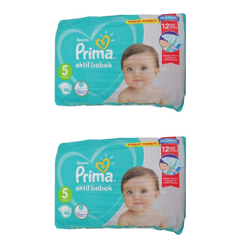 پوشک پریما مدل aktif سایز 5 بسته 46 عددی مجموعه 2 عددی
