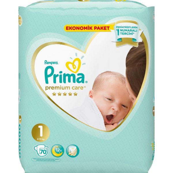 پوشک کودک پریما مدل premium protection سایز 1 بسته 70 عددی