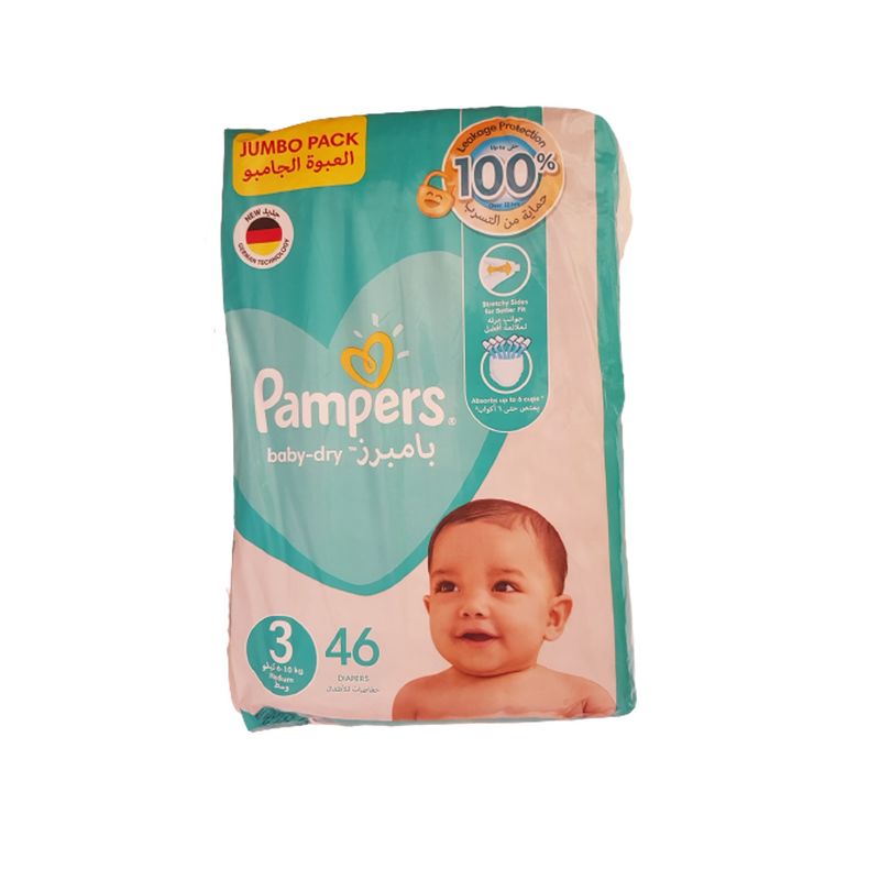پوشک کودک پمپرز مدل baby dry سایز 3 بسته 46 عددی