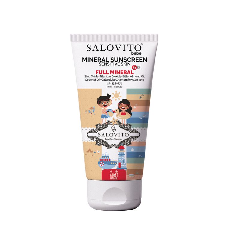 کرم ضدآفتاب سالوویتو مدل mineral دارای spf30 حاوی محافظ uva و uvb مناسب انواع پوست حجم 50 میلی لیتر