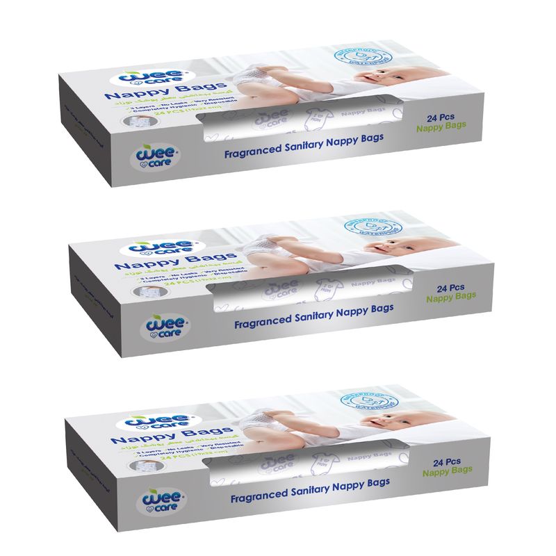کیسه بهداشتی پوشک وی کر مدل nappy bagsجعبه 3 بسته 24 عددی